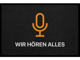 Fußmatte Design Geschenk: Mikrofon "Wir hören alles"