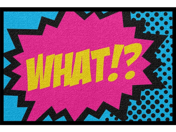 0029_WHAT-blau Fußmatte Design Bunt Lustig
