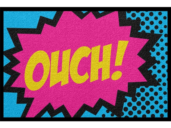 0033_OUCH-blau Fußmatte Design Bunt Lustig